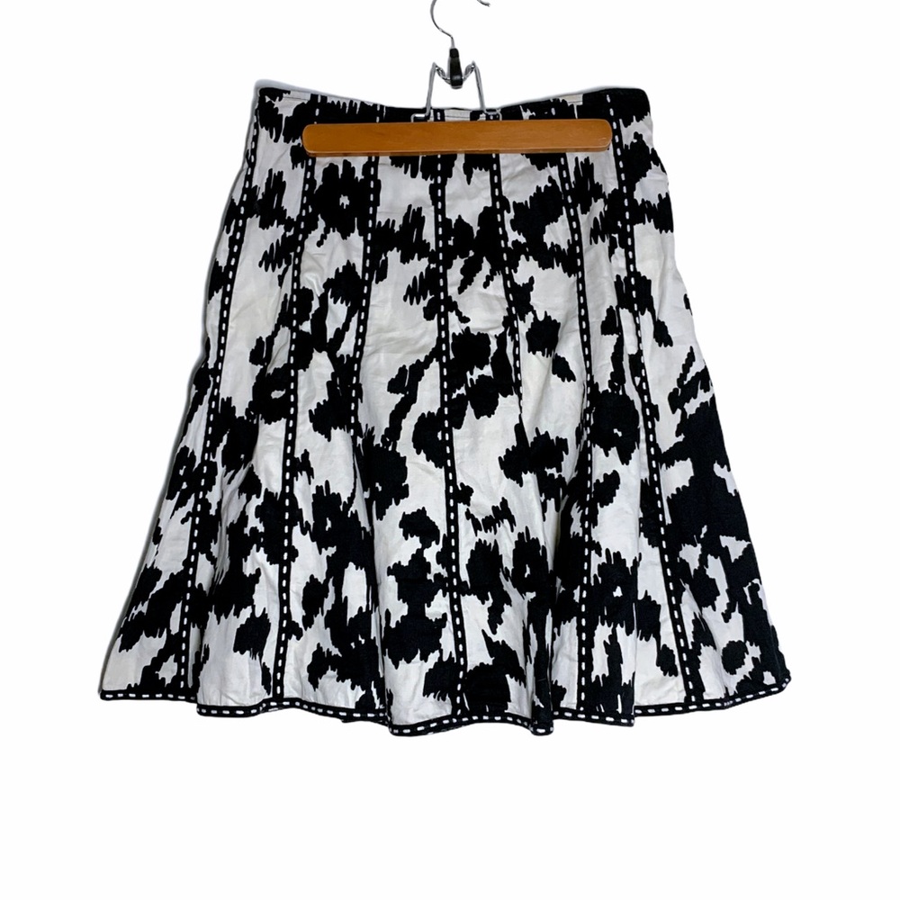 Cabi Black White Printed A Line Cotton Skirt